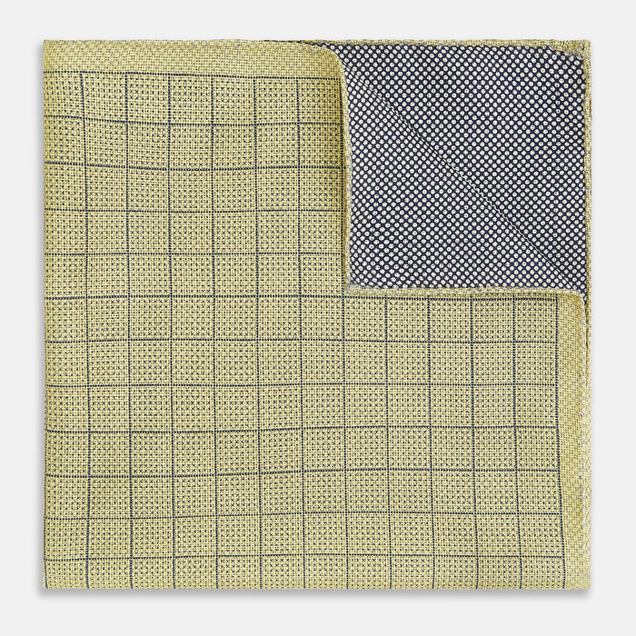Checked Yellow Pocket Square in Silk Image 2