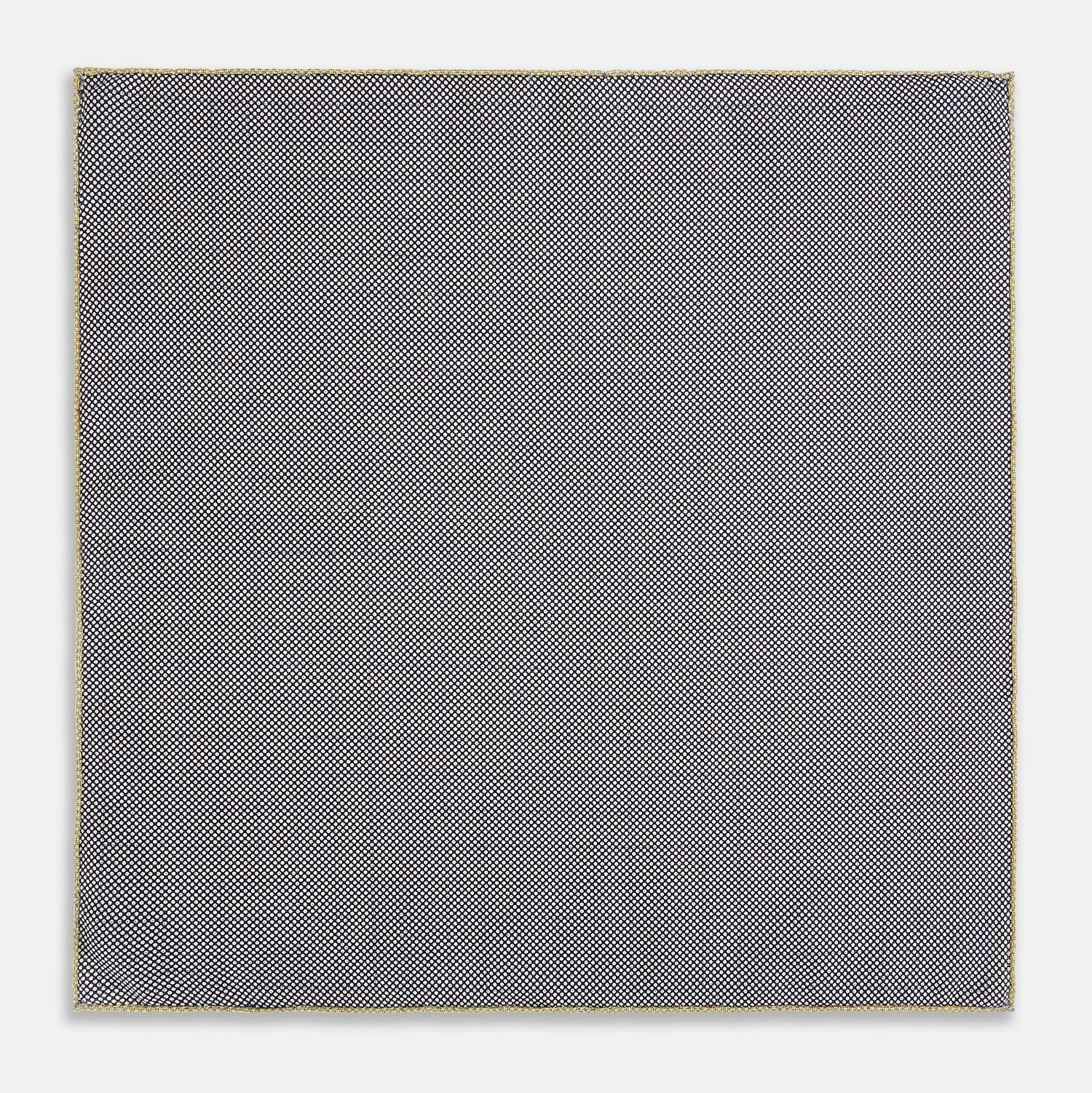 View 5 of product A yellow silk pocket square featuring a small black grid pattern of dotted squares, neatly folded at one corner. "Turnbull & Asser UK" is printed in the bottom right corner.