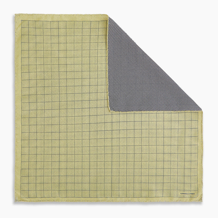Checked Yellow Pocket Square in Silk Image 5