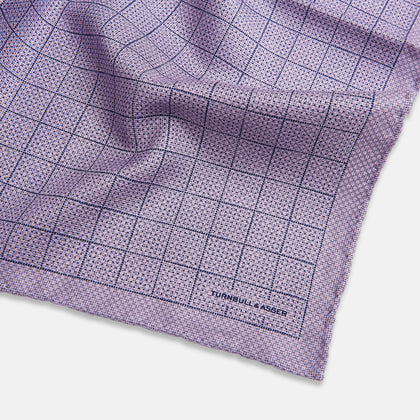 Checked Lilac Pocket Square in Silk Image 2