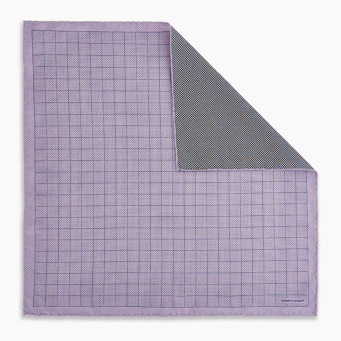 Checked Lilac Pocket Square in Silk Image 6