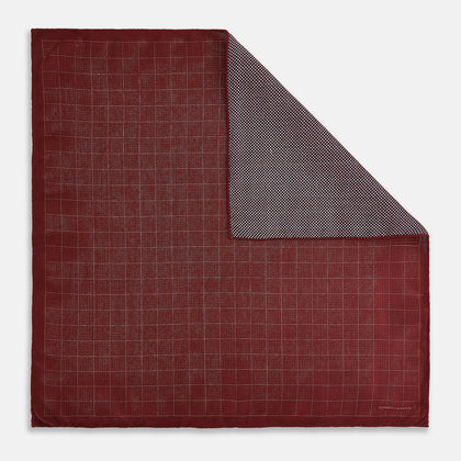 Checked Burgundy Pocket Square in Silk
