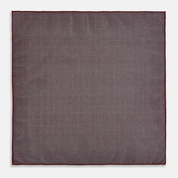 Checked Burgundy Pocket Square in Silk Image 6