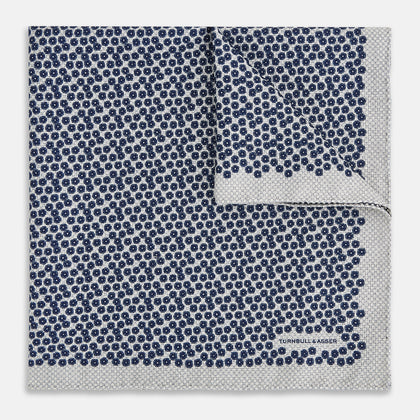 Floral Grey Pocket Square in Silk Image 1