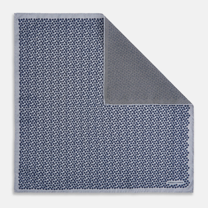 Floral Blue Pocket Square in Silk Image 2