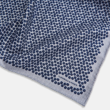 Floral Blue Pocket Square in Silk Image 2