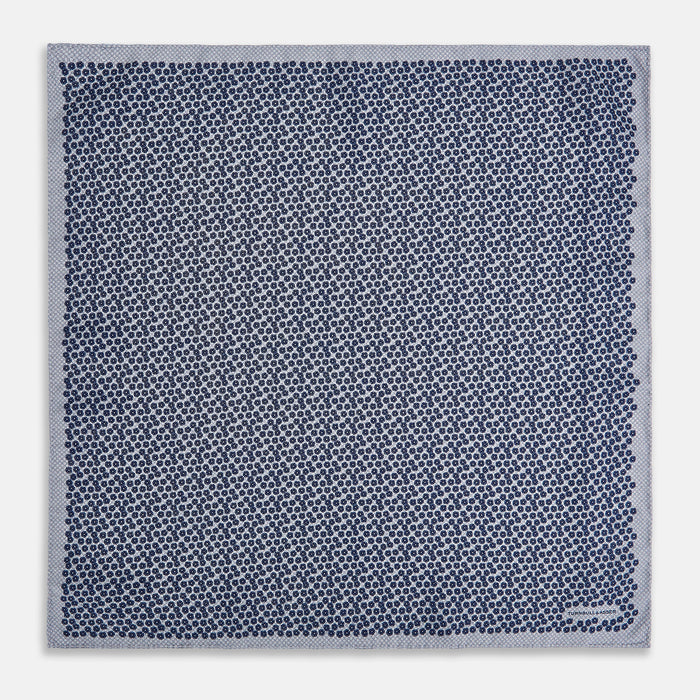 Floral Blue Pocket Square in Silk Image 4