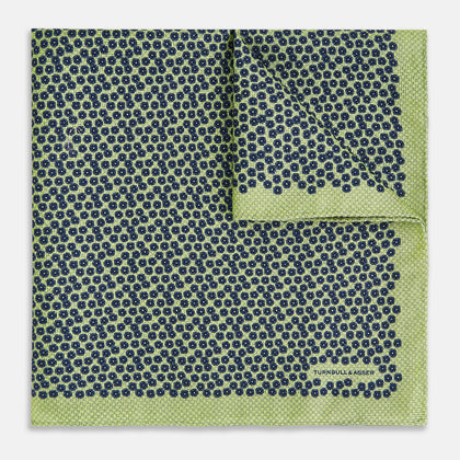 Floral Green Pocket Square in Silk Image 1