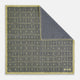 The Turnbull & Asser UK Geometric Yellow Tile Pocket Square in Silk features a sophisticated geometric square pattern in gold and navy, accented with subtle concentric squares and a discreet label stitched into the bottom right corner. Its double-sided design is highlighted by a folded corner that reveals a contrasting dotted navy and white underside.