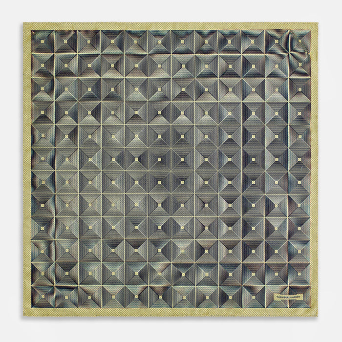 Geometric Yellow Tile Pocket Square in Silk Image 4
