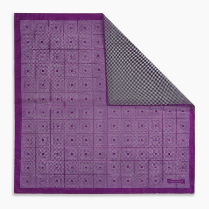 Geometric Purple Tile Pocket Square in Silk Image 6