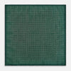View 5 of product The Geometric Green Tile Pocket Square in Silk by Turnbull & Asser UK features a sophisticated tonal green design with a subtle pattern of concentric squares. One corner is folded to highlight the elegant double-sided construction, revealing a contrasting black and white small dot pattern on the reverse.