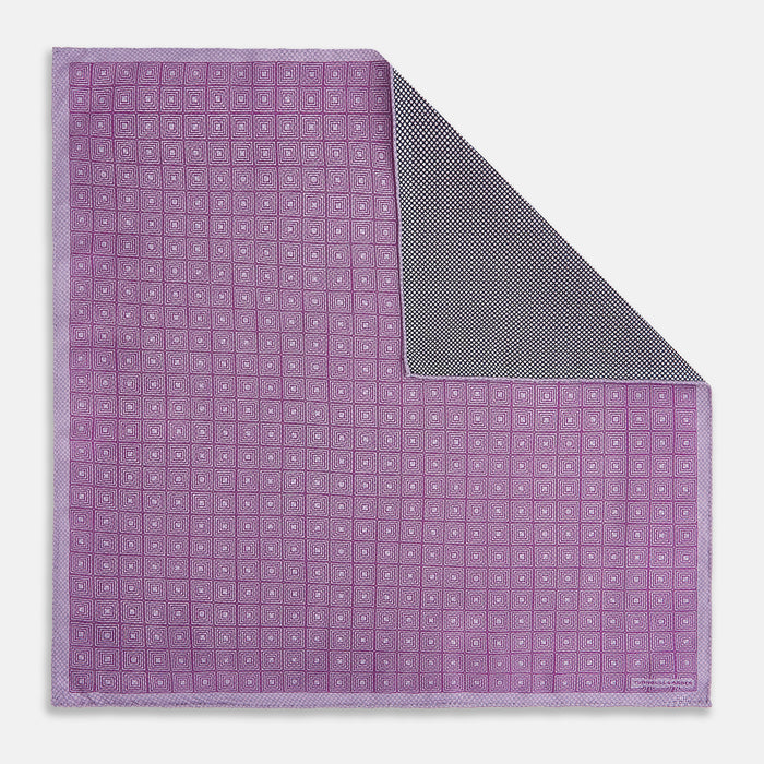 Geometric Lilac Tile Pocket Square in Silk Image 2