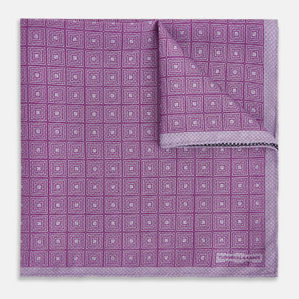 Geometric Lilac Tile Pocket Square in Silk Image 1