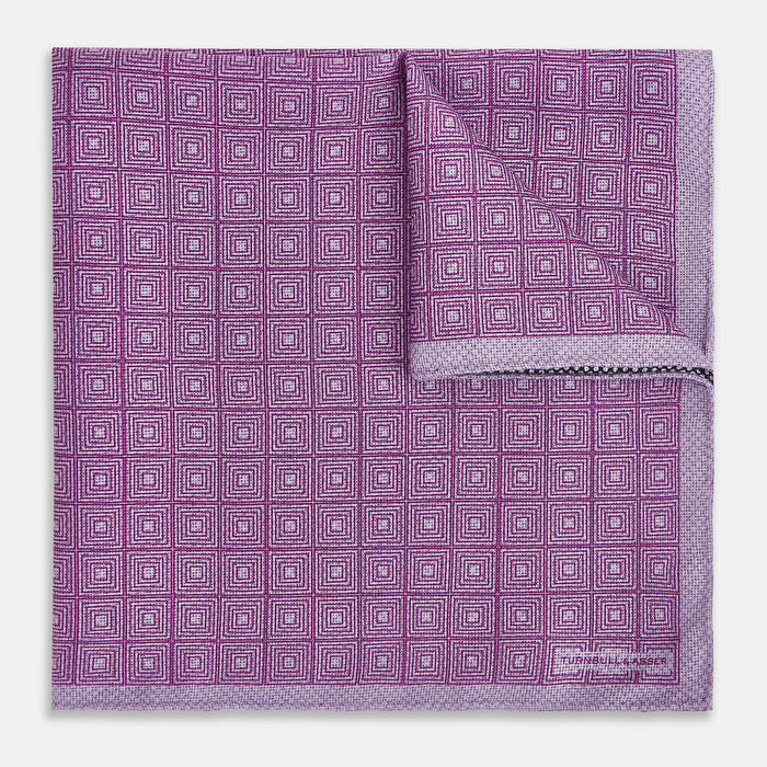 Geometric Lilac Tile Pocket Square in Silk