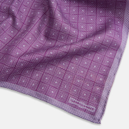 Geometric Lilac Tile Pocket Square in Silk Image 2