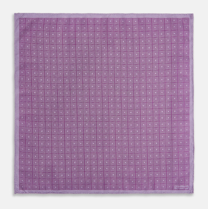 Geometric Lilac Tile Pocket Square in Silk Image 4