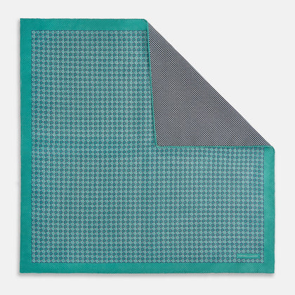 Geometric Green Pocket Square in Silk