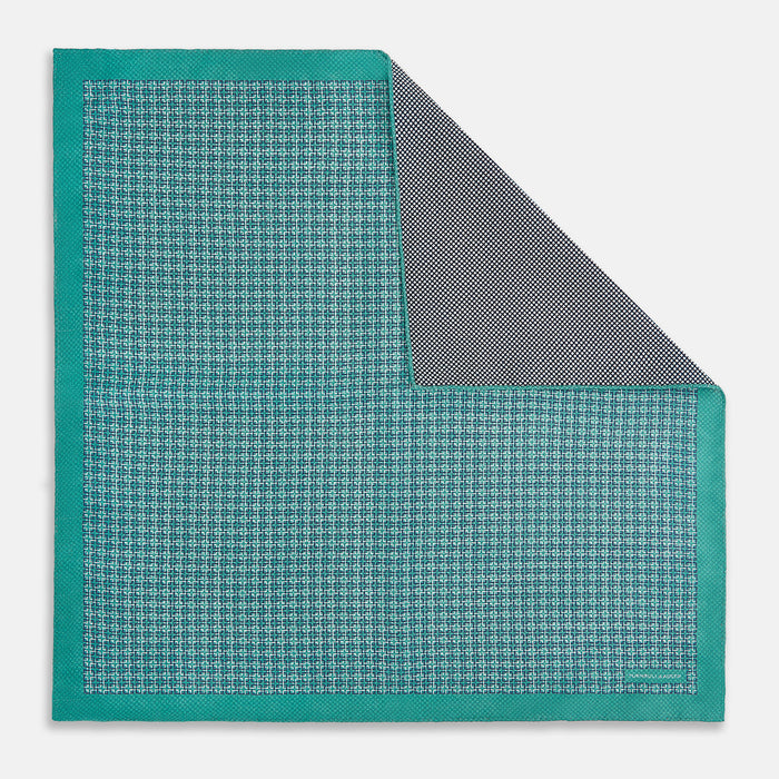 Geometric Green Pocket Square in Silk Image 2