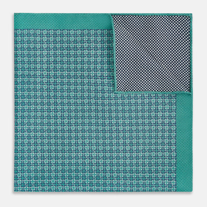 Geometric Green Pocket Square in Silk Image 3