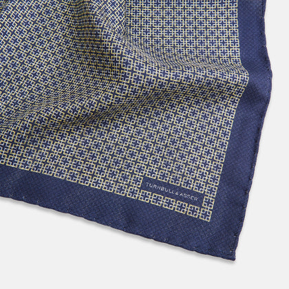 Geometric Blue Pocket Square in Silk Image 2