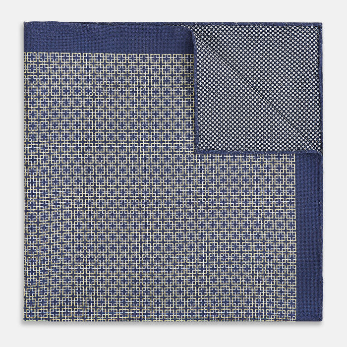 Geometric Blue Pocket Square in Silk Image 3