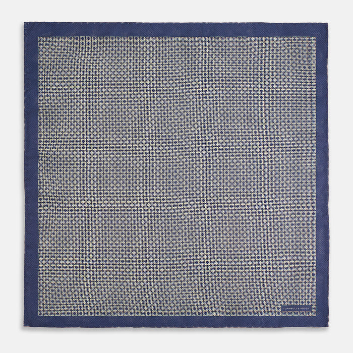 Geometric Blue Pocket Square in Silk Image 4