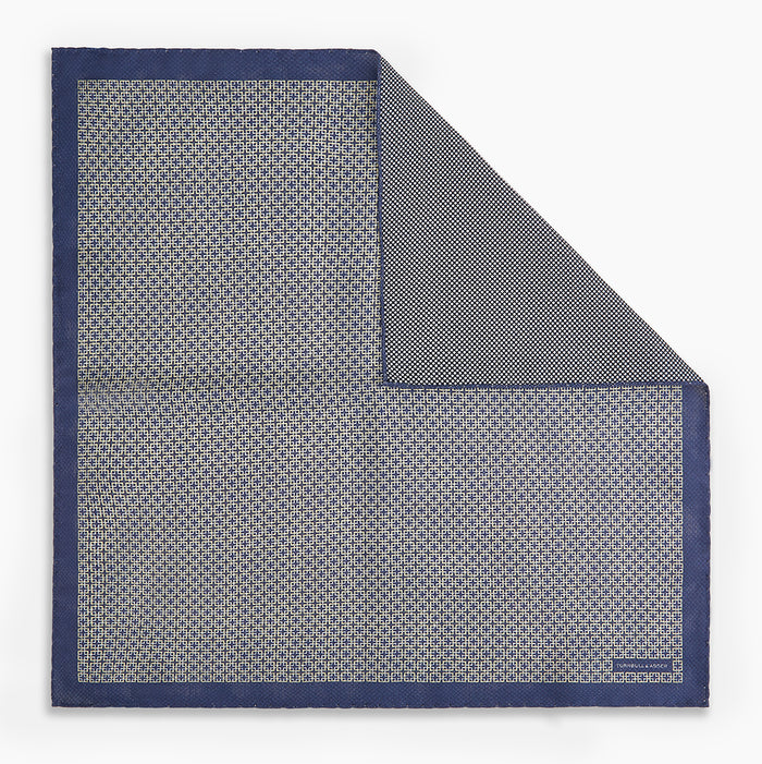 Geometric Blue Pocket Square in Silk Image 6