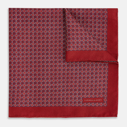 Geometric Red Pocket Square in Silk Image 1