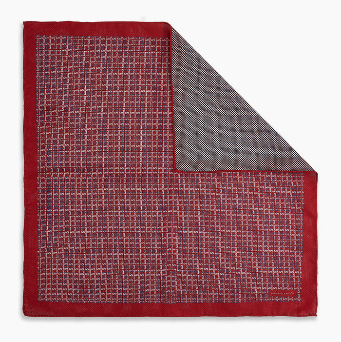 Geometric Red Pocket Square in Silk Image 6