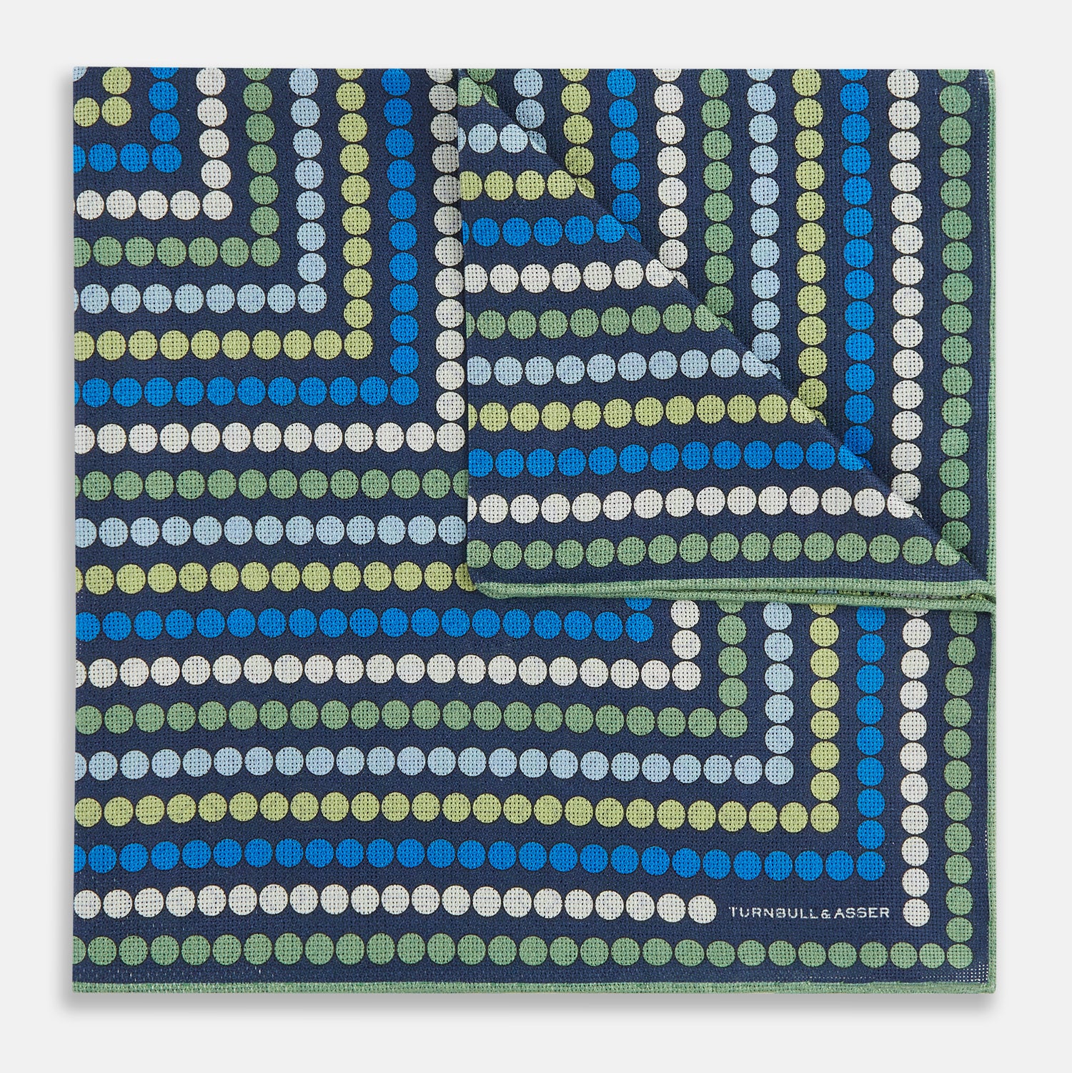 View 2 of product Oxford Blue Dots and Floral Tile Double-Sided Silk Pocket Square OS