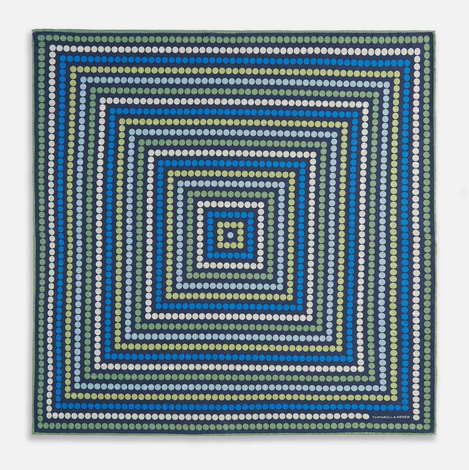 View 4 of product Oxford Blue Dots and Floral Tile Double-Sided Silk Pocket Square OS