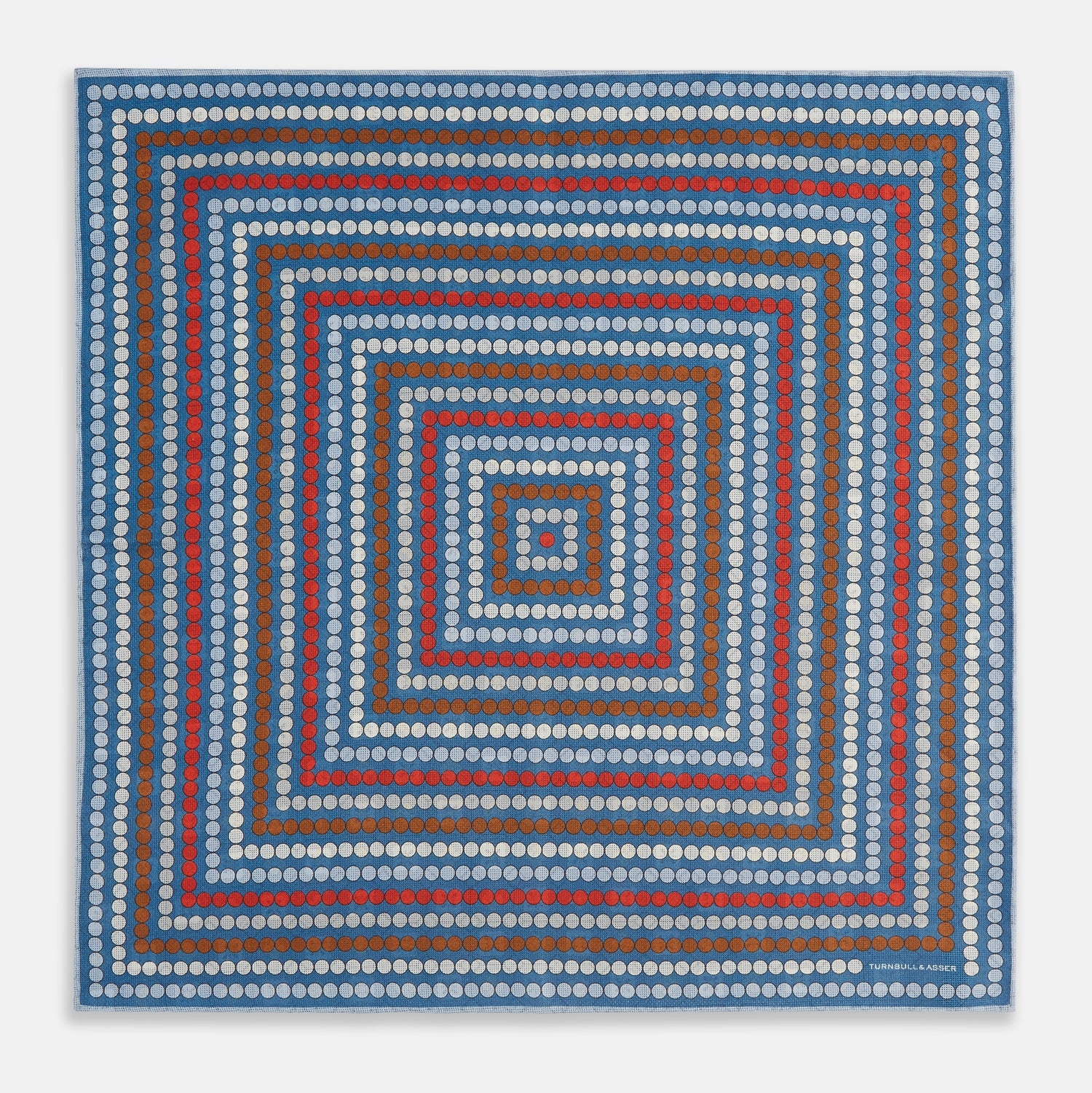 View 4 of product Blue Bonnet Dots and Floral Tile Double-Sided Silk Pocket Square OS