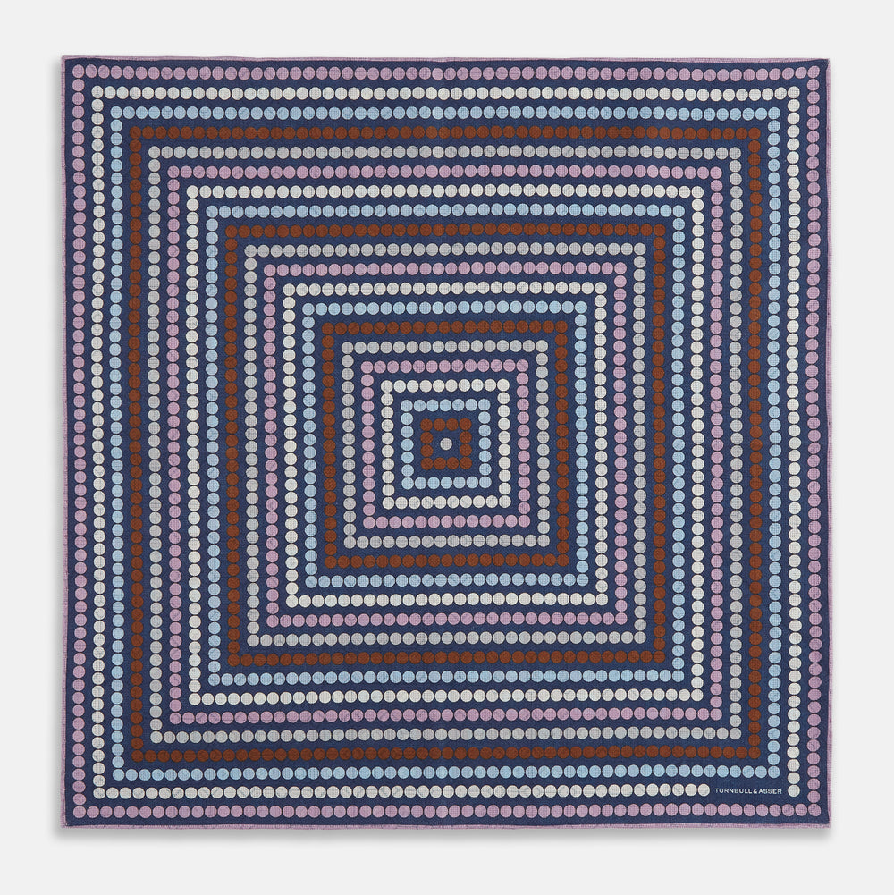 Azzurro Dots and Floral Tile Double-Sided Silk Pocket Square OS