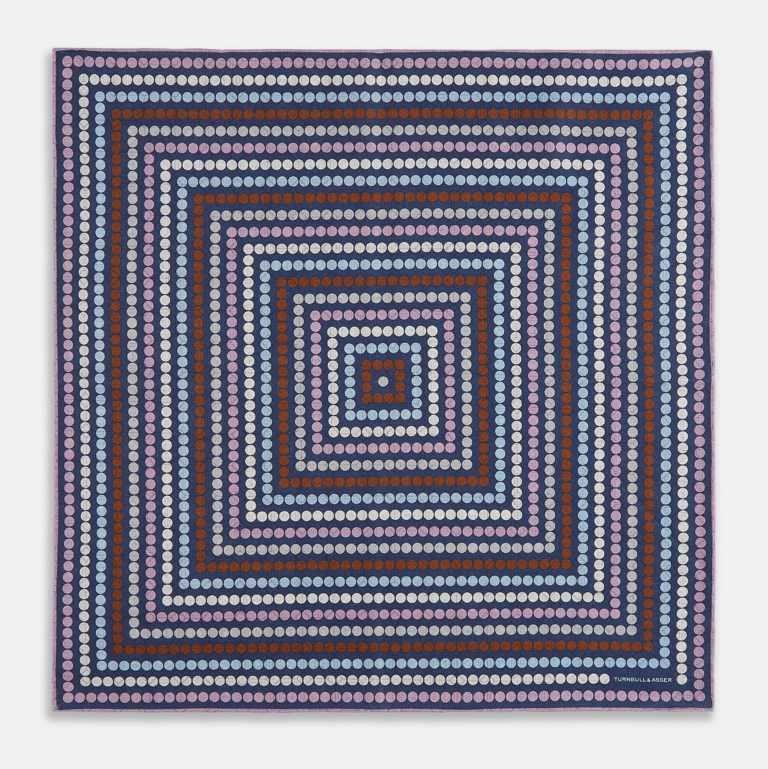 View 4 of product Azzurro Dots and Floral Tile Double-Sided Silk Pocket Square OS