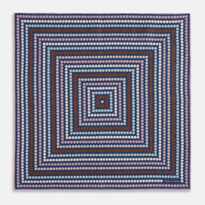 Azzurro Dots and Floral Tile Double-Sided Silk Pocket Square Image 3