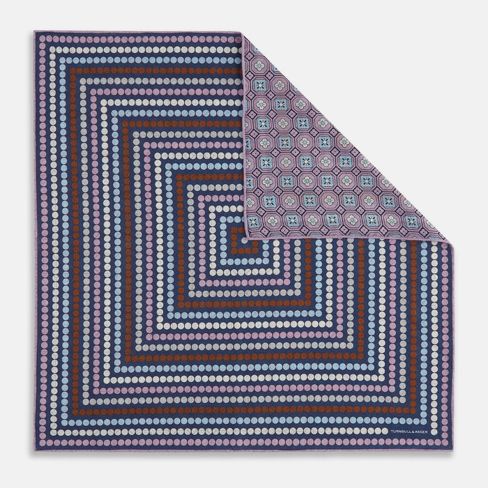 Azzurro Dots and Floral Tile Double-Sided Silk Pocket Square Image 5
