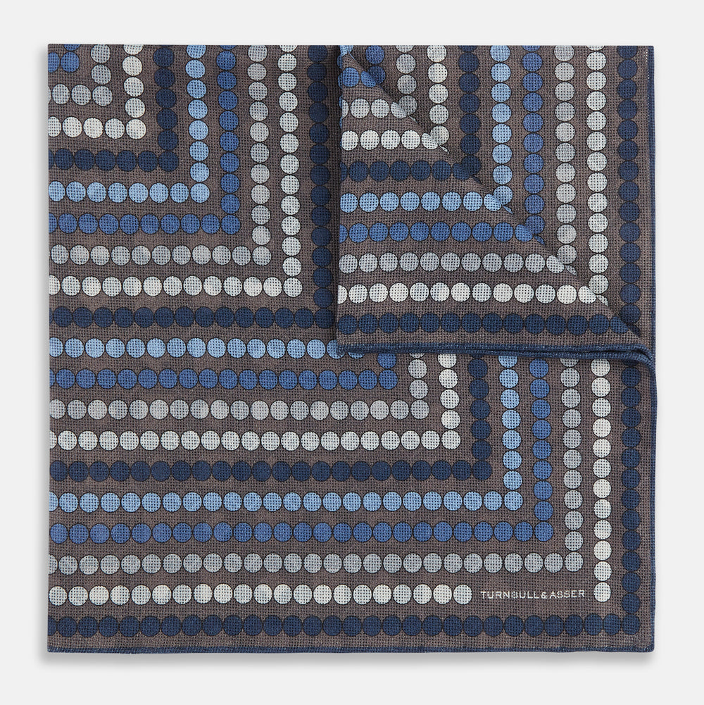 Ash Dots and Floral Tile Double-Sided Silk Pocket Square OS