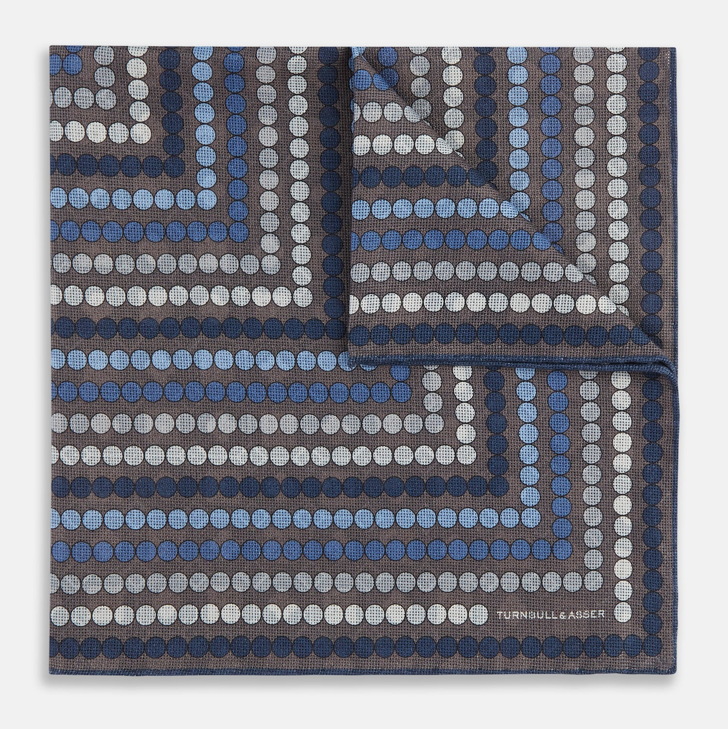 View 1 of product Ash Dots and Floral Tile Double-Sided Silk Pocket Square OS