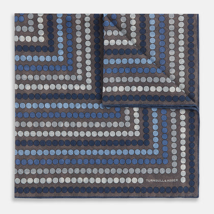 Ash Dots and Floral Tile Double-Sided Silk Pocket Square