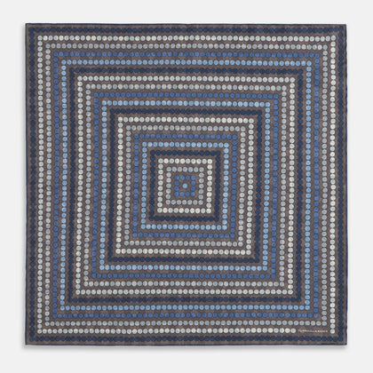 Ash Dots and Floral Tile Double-Sided Silk Pocket Square Image 2