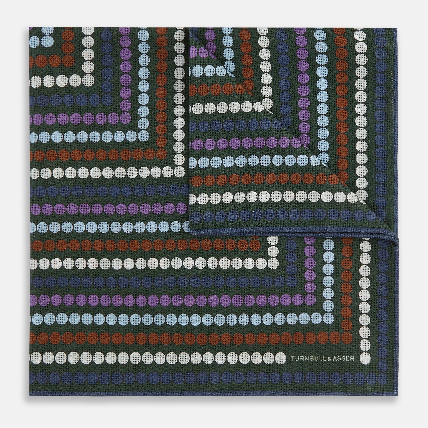 View 2 of product Forest Green Dots and Floral Tile Double-Sided Silk Pocket Square OS