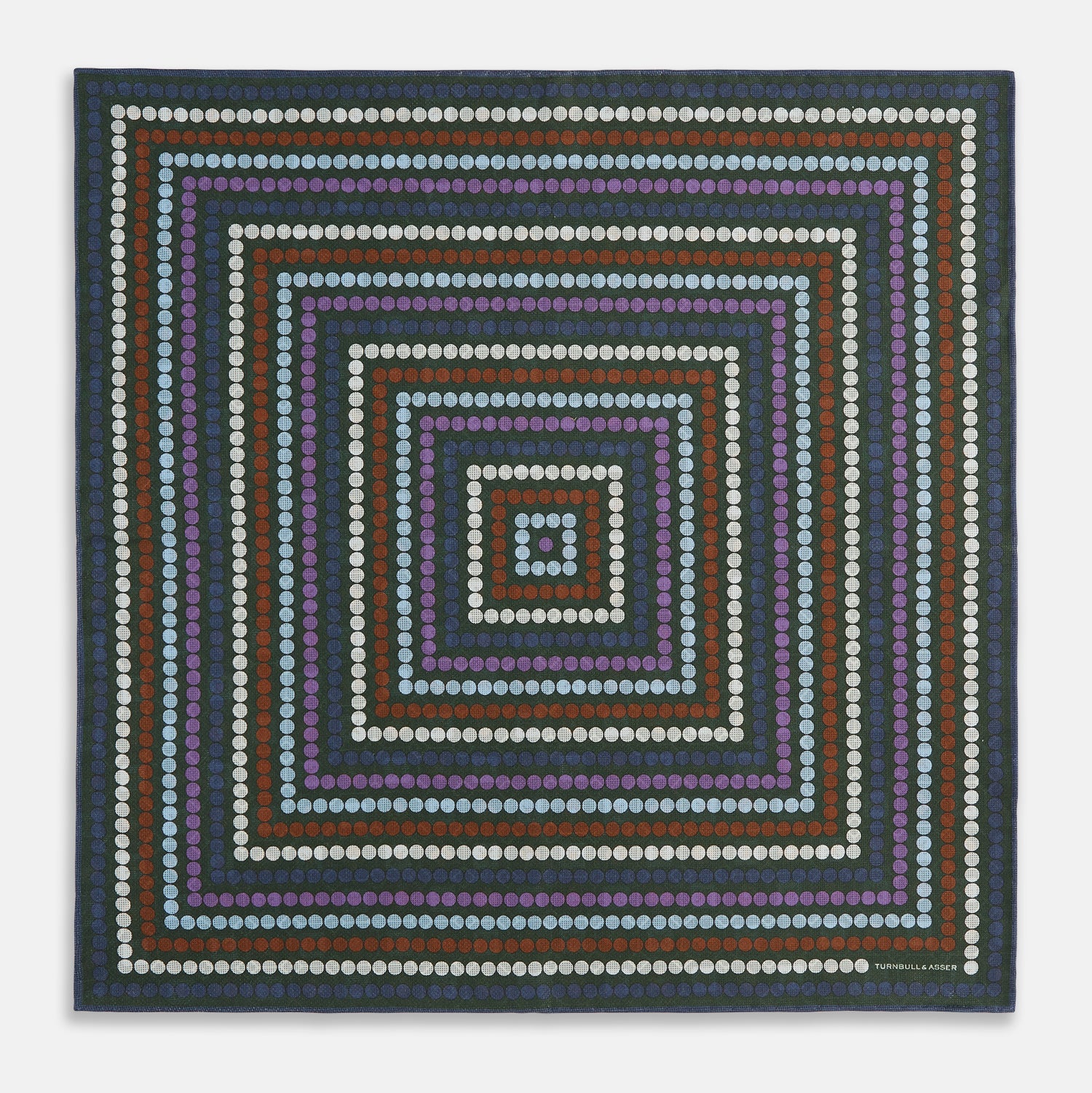 View 4 of product Forest Green Dots and Floral Tile Double-Sided Silk Pocket Square OS