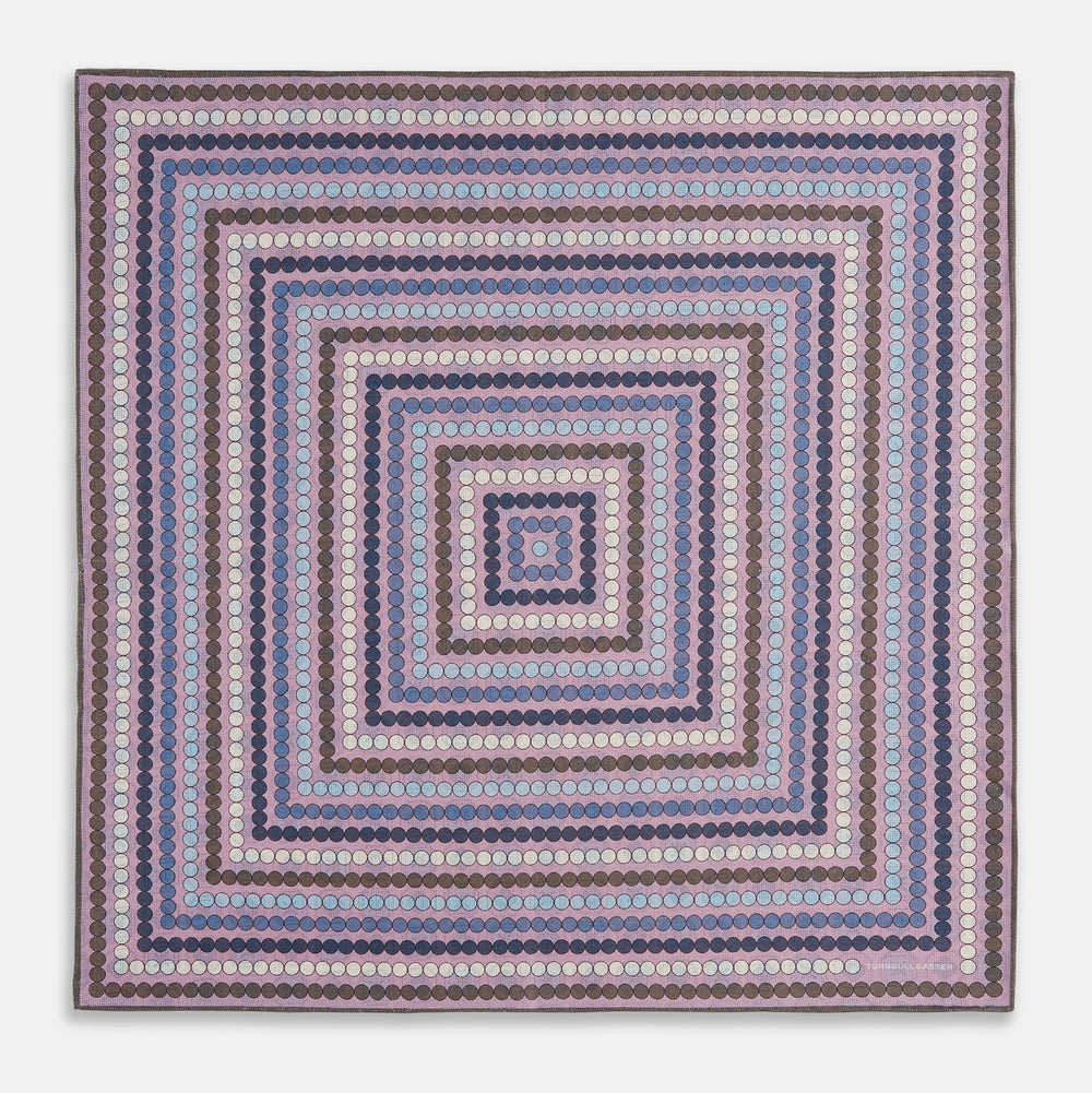 Lilac Dots and Floral Tile Double-Sided Silk Pocket Square OS