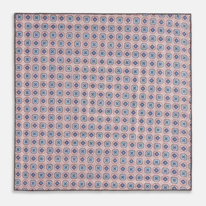 Lilac Dots and Floral Tile Double-Sided Silk Pocket Square Image 4