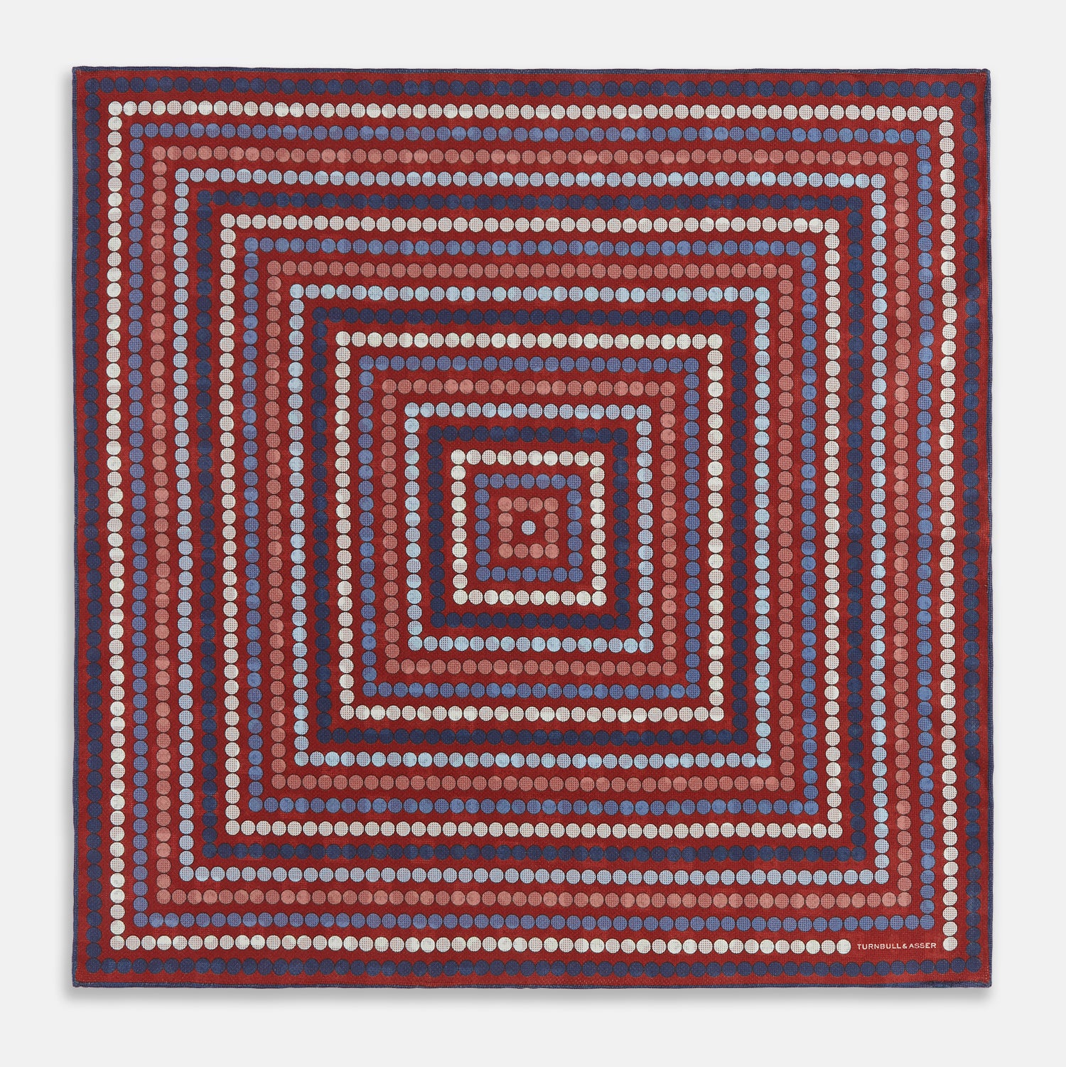 View 4 of product Red Dots and Floral Tile Double-Sided Silk Pocket Square OS