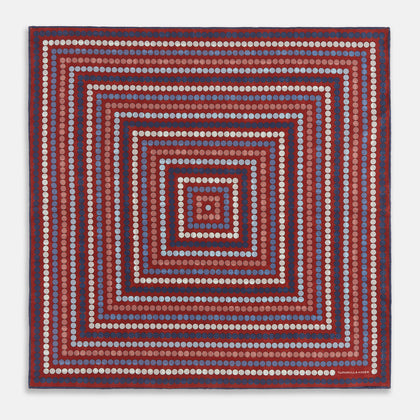 Red Dots and Floral Tile Double-Sided Silk Pocket Square Image 3