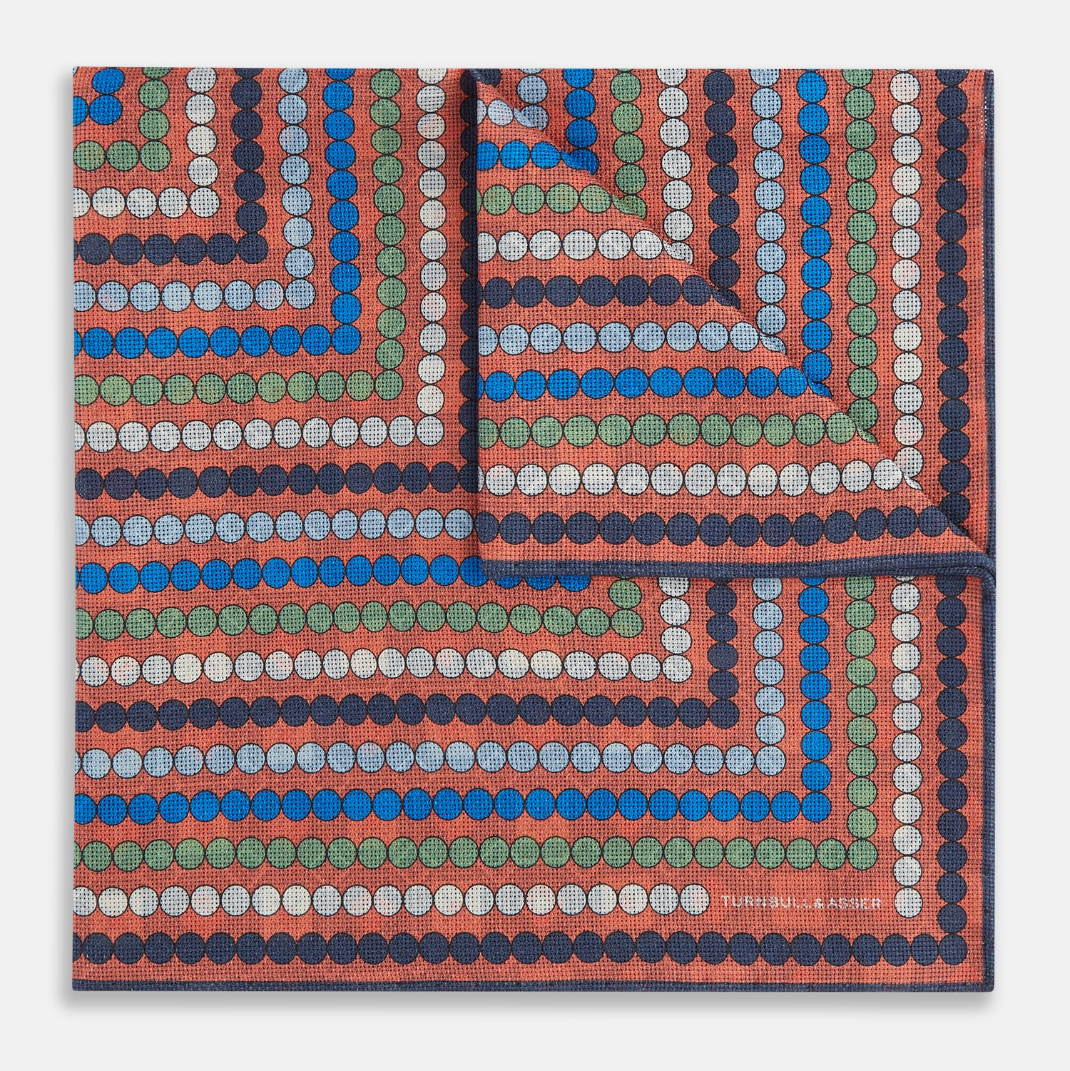 View 2 of product Orange Dots and Floral Tile Double-Sided Silk Pocket Square OS