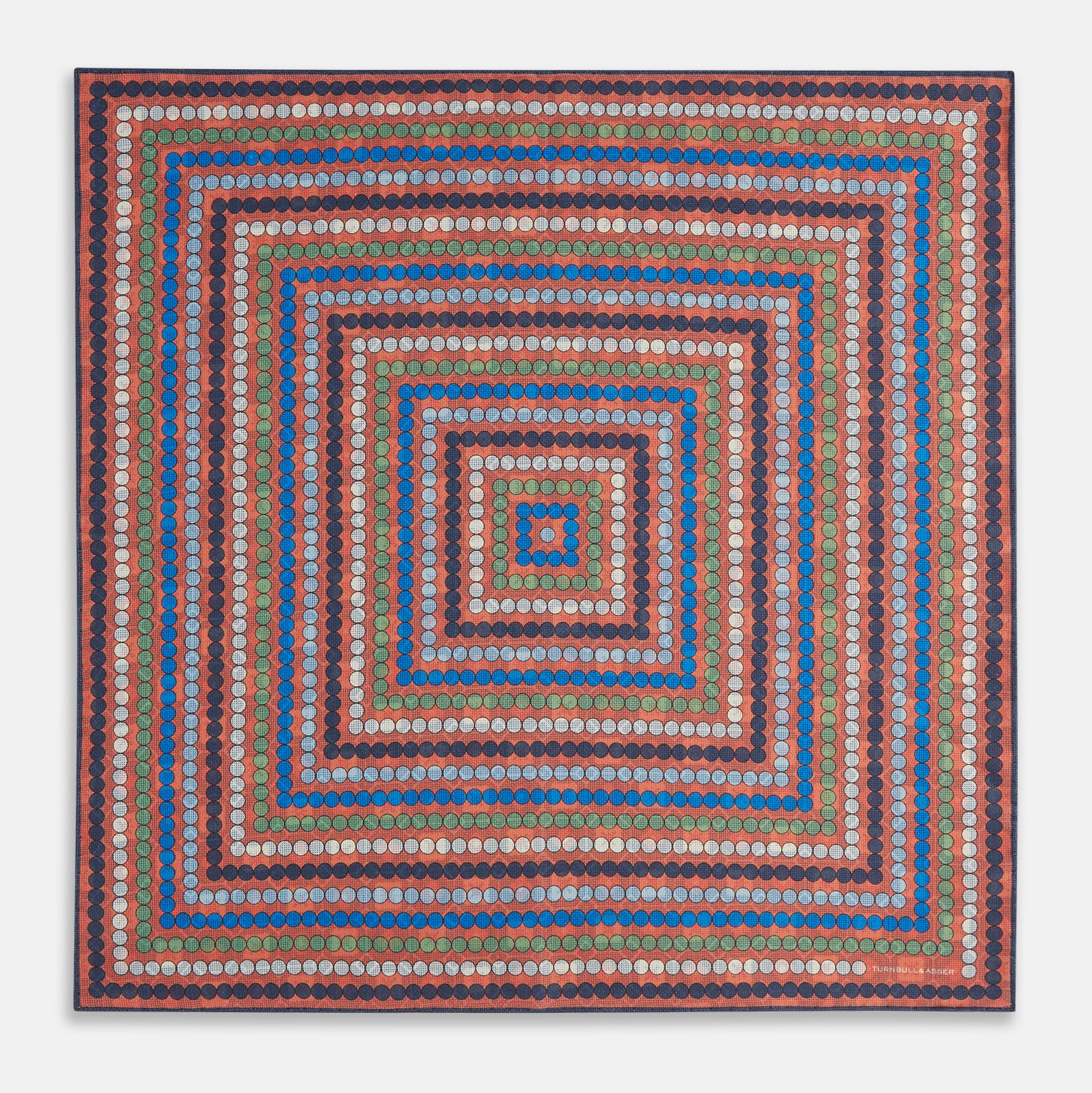 View 4 of product Orange Dots and Floral Tile Double-Sided Silk Pocket Square OS