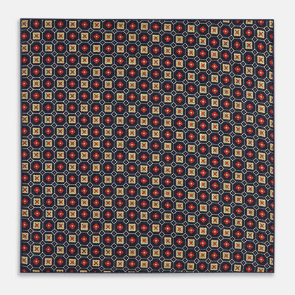 Orange Dots and Floral Tile Double-Sided Silk Pocket Square Image 4